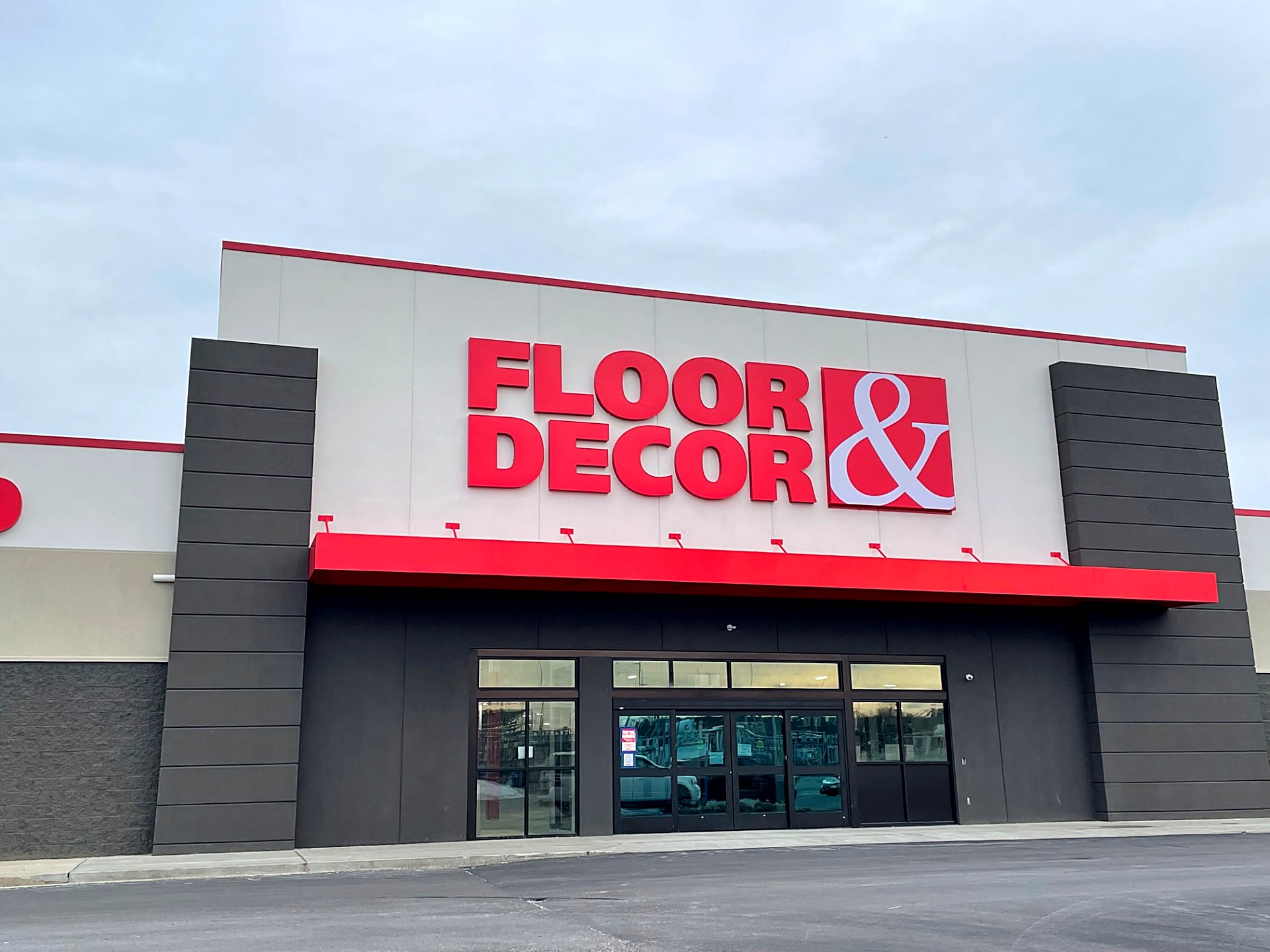 Floor & Decor retail store exterior with completed storefront and signage