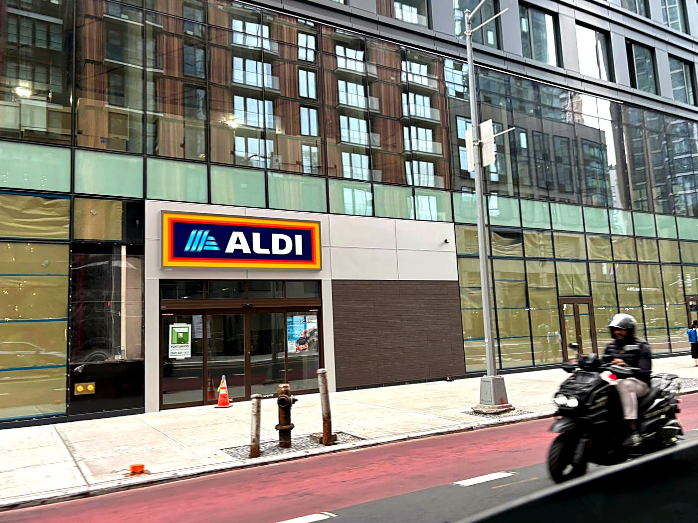 ALDI storefront build-out at a new mixed-use building in New York City